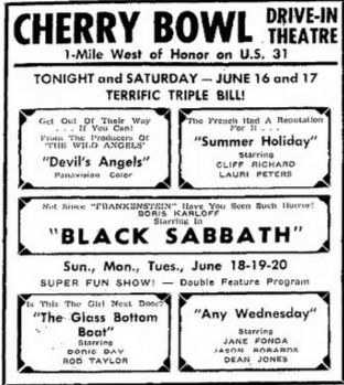 Cherry Bowl Drive-In Theatre - June 1967 Ad